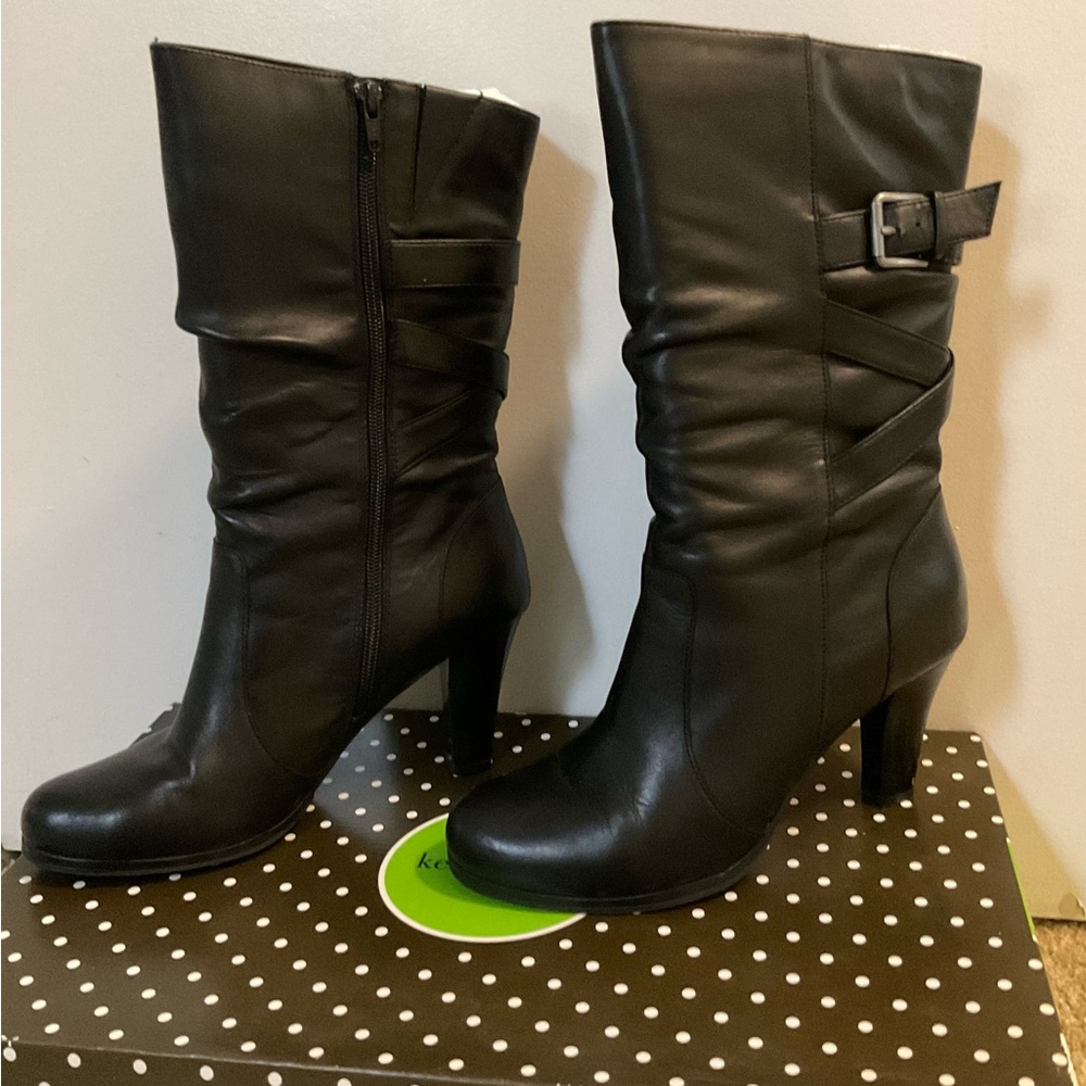 Kelly & Katie VIDA-KK Black Mid-Calf Heeled Boots